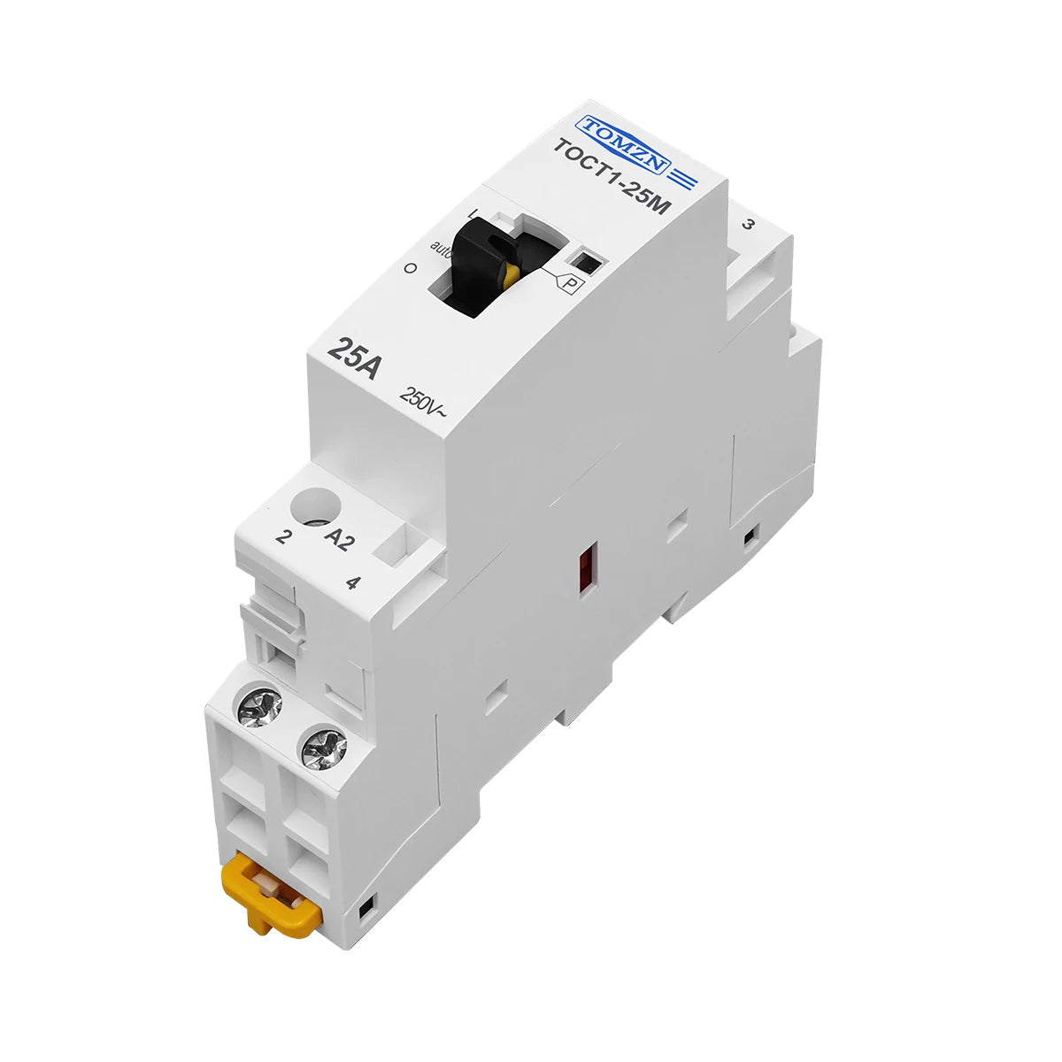 TOMZN TOCT1 2P 25A 220V/230V 50/60Hz Din Rail Household AC Modular Contactor With Manual Control Switch 2NO or 1NO 1NC or 2NC
