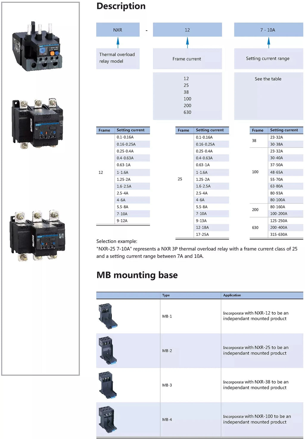 CHNT CHINT Relay NXR-100 30A-40A 37A-50A 48A-65A 63A-80A 80A-100A Thermal Overload Relay for NXC series AC Contactor