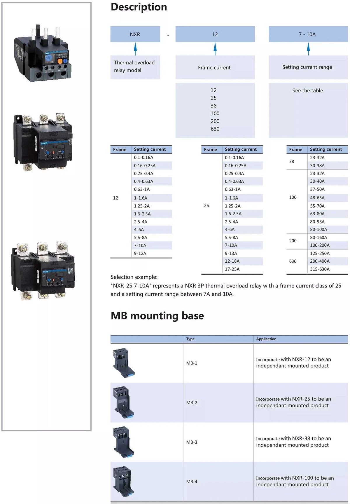 CHNT CHINT Relay NXR-100 30A-40A 37A-50A 48A-65A 63A-80A 80A-100A Thermal Overload Relay for NXC series AC Contactor