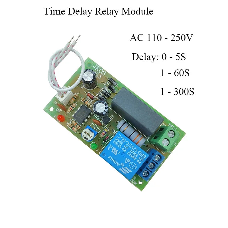 AC 110V 220V 230V 240V Time Delay Relay Module Triggle Delay Control Switch Adjustatle 5S 60S 300S Delay Timer Close Switch