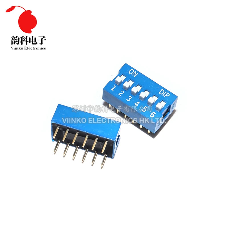 10pcs Slide Type Switch Module 1 2 3 4 5 6 7 8 10 12 PIN Bit 2.54mm Position Way DIP Blue Pitch Toggle Switch Blue Dial Switch