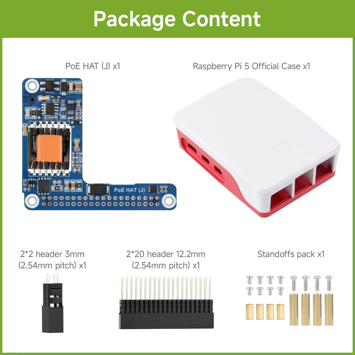 PoE/ PoE+ HAT (J) Raspberry Pi 5/CM5, 5V/5A, Isolated Switched-Mode Power Supply, Providing Both And Power