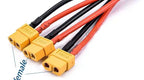 XT60 Parallel Battery Connector 1 Male to 3 Female Cable Dual Extension Y Splitter Silicone Wire for Increase Battery Capacity