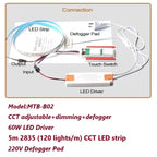 DC 12V 5A 60W LED Touch Dimmer Light Switch Touch Sensor For Mirror With Changing Dimmer Anti Fog