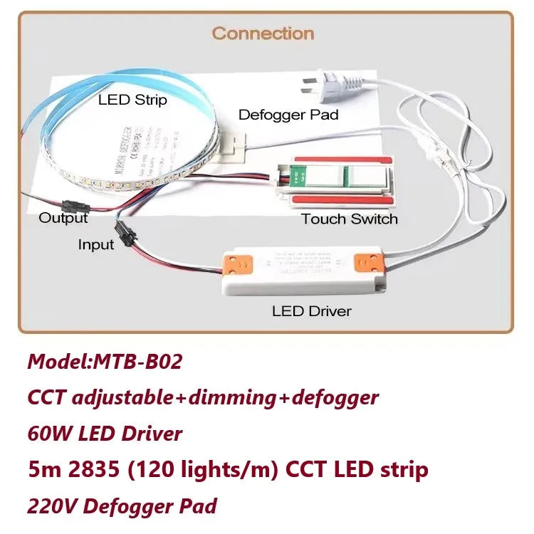 DC 12V 5A 60W LED Touch Dimmer Light Switch Touch Sensor For Mirror With Changing Dimmer Anti Fog