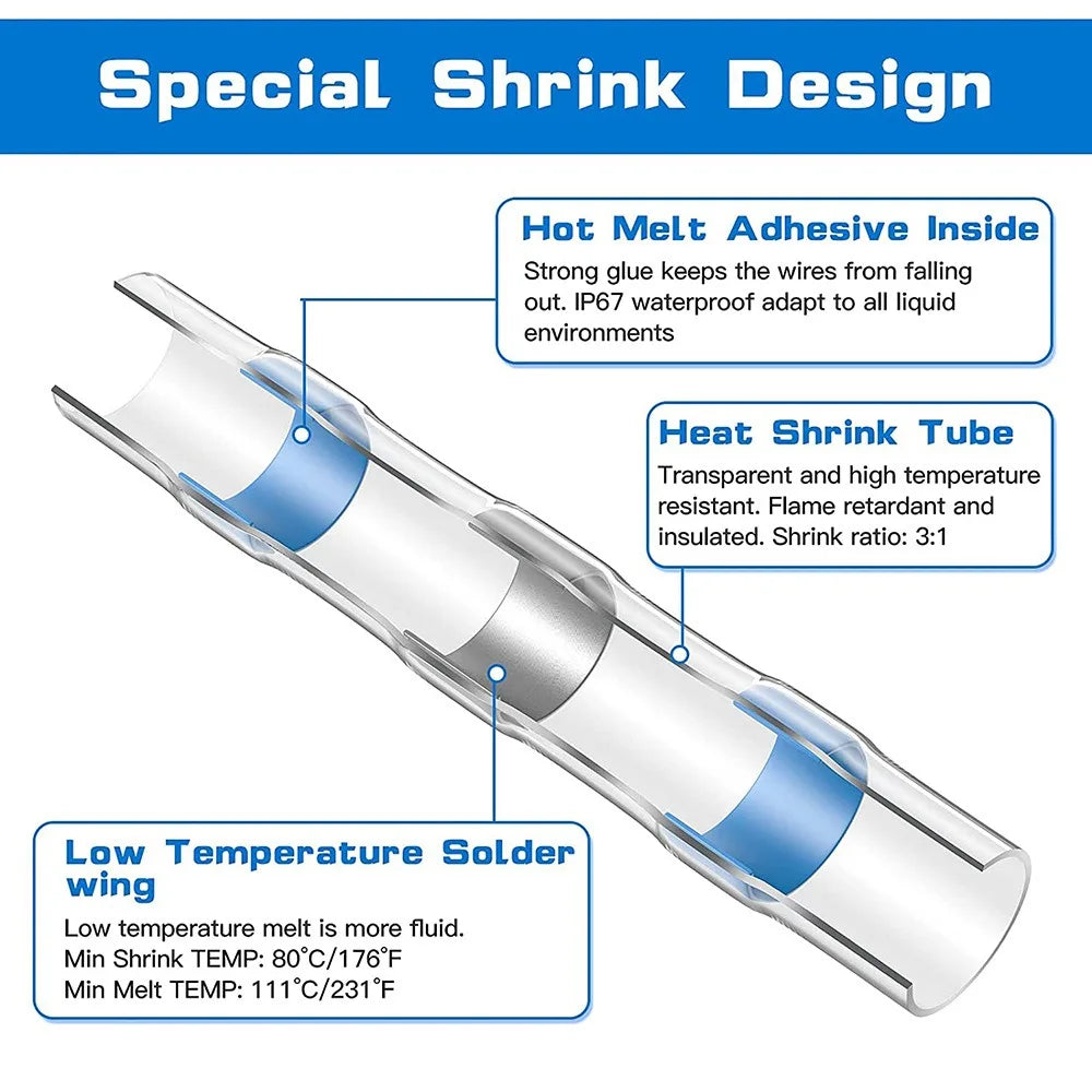 50-1200PCS Heat Shrink Tubing Wires Cable Sleeves Waterproof Solder Seal Wire Connector Electric Cable Protection with Heater