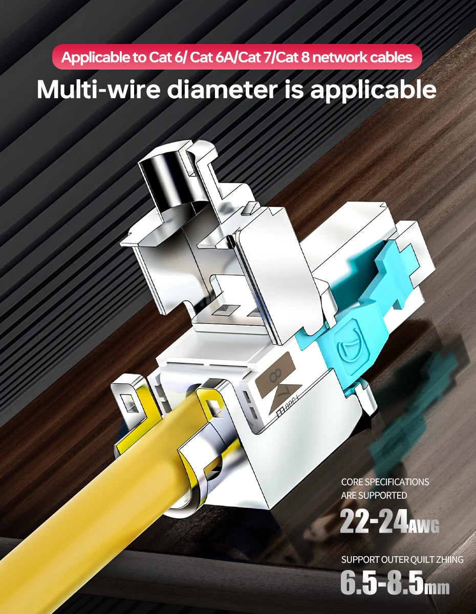 Cncob Tool-Less Connector ,Cat7 Ten-gigabit transmission Ethernet Network Termination Tool-free RJ45 connector PLug