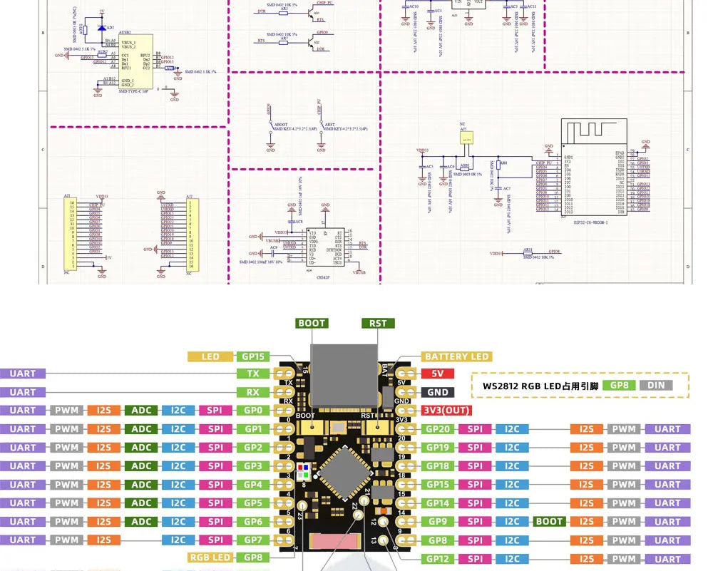 ESP32-C6 SuperMini Development Board Microcontroller Programming Learning Controller Core Board