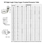 L-type Tinned Copper Wire Terminals 90° Right Angle Crimp Connectors M6 M8 M10 M12 for Automotive Electrical Wiring Connect Lug
