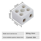 1 In 1 Out Ceramic Wiring Terminal Block 2 In 2 Out High-temperature Resistant Ceramic Terminal Post 250V Copper