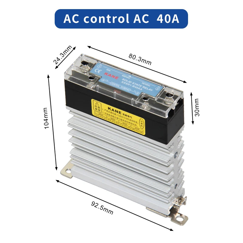 Slim DIN Rail Mount Single Phase Solid State Relay SSR Relay Module with Heatsink 10A 25A 40A