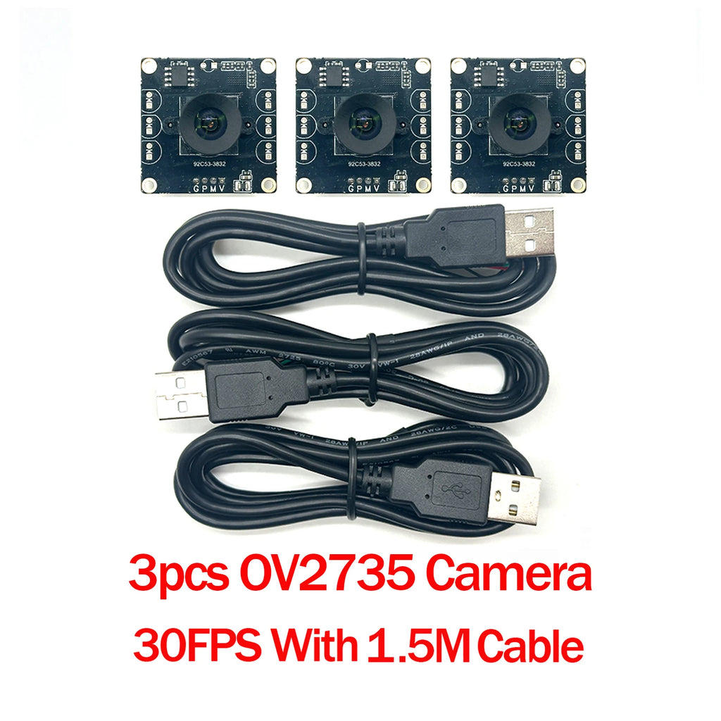 3Pcs IMX179/OV2710/OV2735/OV9732 USB Camera Module 100° 30FPS No Distortion Compatible For Autodarts.io Win Mac Linux Raspberry