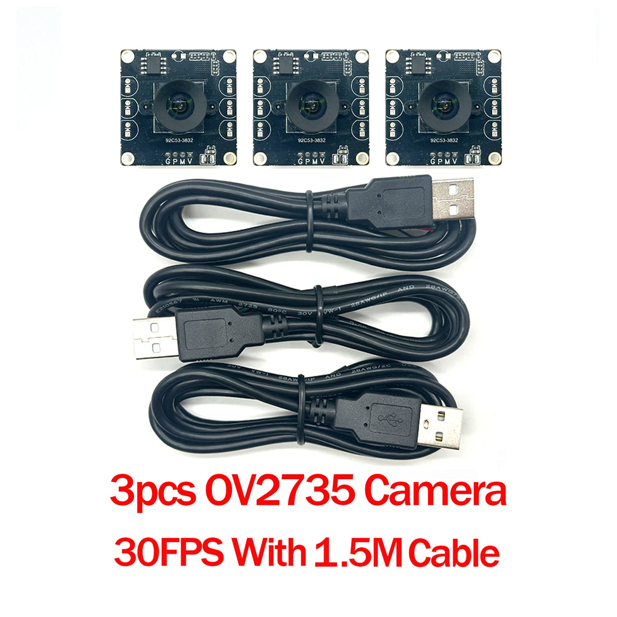3Pcs IMX179/OV2710/OV2735/OV9732 USB Camera Module 100° 30FPS No Distortion Compatible For Autodarts.io Win Mac Linux Raspberry