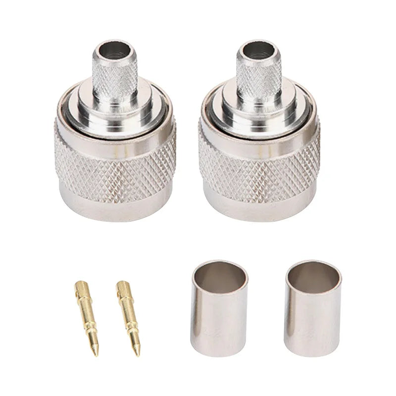 Nut Crimp L16 N RG59 LMR240 CNT240 Cable Plug RF Coaxial Straight Brass Nickel Connector