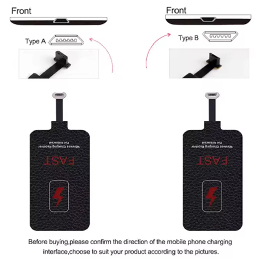 Max 10W 5V 2A Wireless Charging Receiver Coil Universal Type-C Micro USB for iPhone 5 6 7 Samsung A53 5G Xiaomi