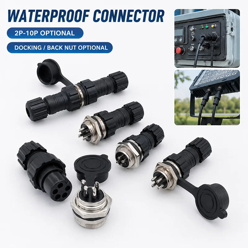 GX16 M16 Waterproof Circular Connector 2 3 4 5 6 7 8 9 10 Pin Back Nut Docking Male Female Plug Socket Cable Panel Mount Outdoor