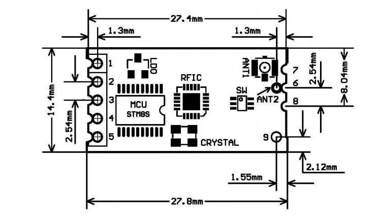 HC-12 SI4438 Long-Range 433MHz Wireless Microcontroller Serial Bluetooth Module with Antenna 1000M Communication Distance