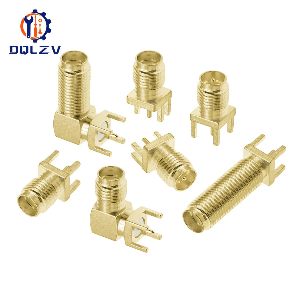 SMA Male Female Straight Connector 90 Degree Solder Edge PCB Straight Right angle Mount RF Copper Plug Socket
