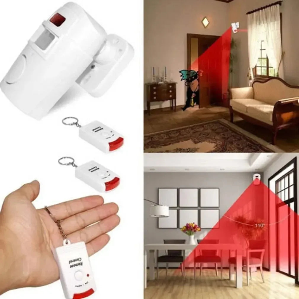 Wireless Garage Security Alarm Dual Remote Control Infrared Motion Sensor Detector for Home Burglar Alert Outdoor Shed