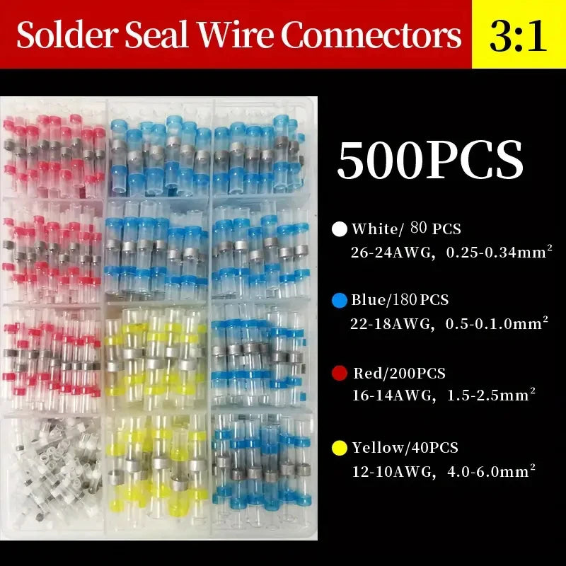 50/100/300/500 Pcs Heat Shrink Wire Connector Solder Seal Splice Tube SST 3:1 Waterproof Butt Crimp Terminals