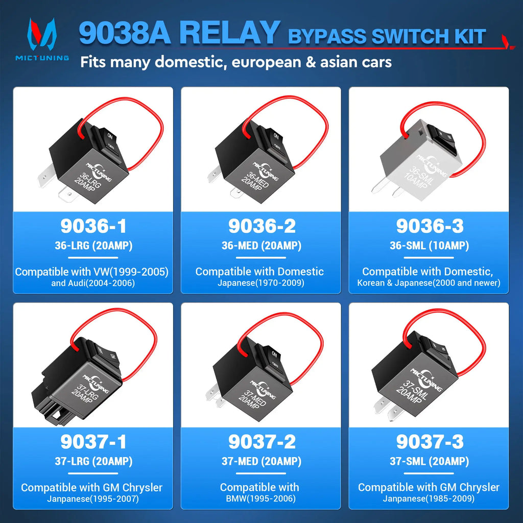 9038A Relay Bypass Switch Kit with Amp Loop, Relay Tester Diagnostic Scan Tool Fuel Pump Relay Bypass Master Switch Kit - 6 Pack