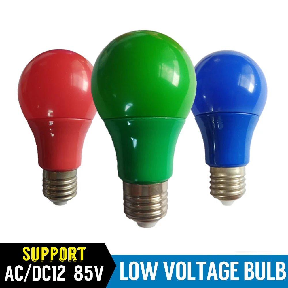 E27 LED Bulb 12V DC 24V 36V AC Led Light Lamp 5W 7W 9W 12W Lampada Red Blue Green Yellow Pink Bombilla Bulbs For Transformer