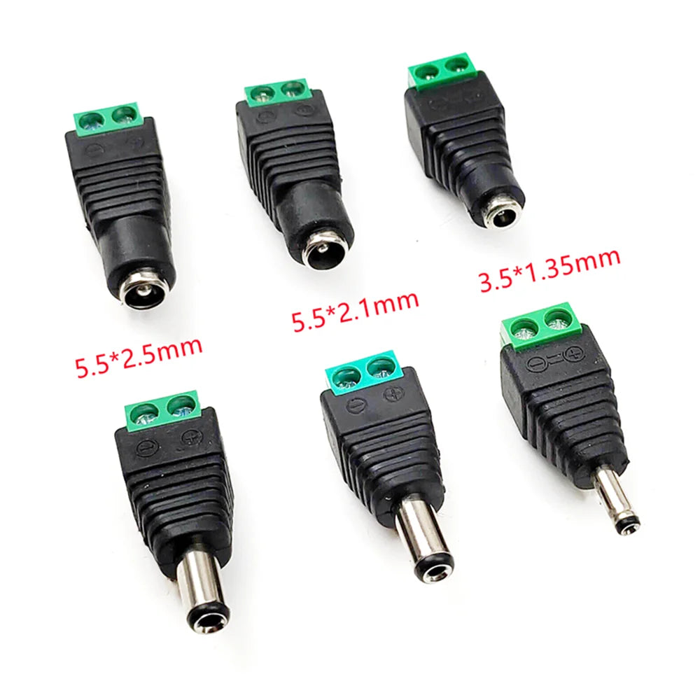 5/10Pcs Solderless DC Jack Plug Connector 3.5x1.35 5.5x2.1 5.5x2.5mm Male Female Adapter for LED Tape Surveillance Camera