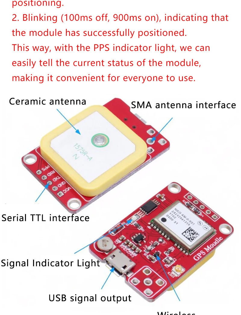 DC 3.3V-5V  GY-NEO-6M/7M/M8N GPS Positioning Module Wide Voltage 9600 Baud Rate Low Power High Tracking Sensitivity For Arduino