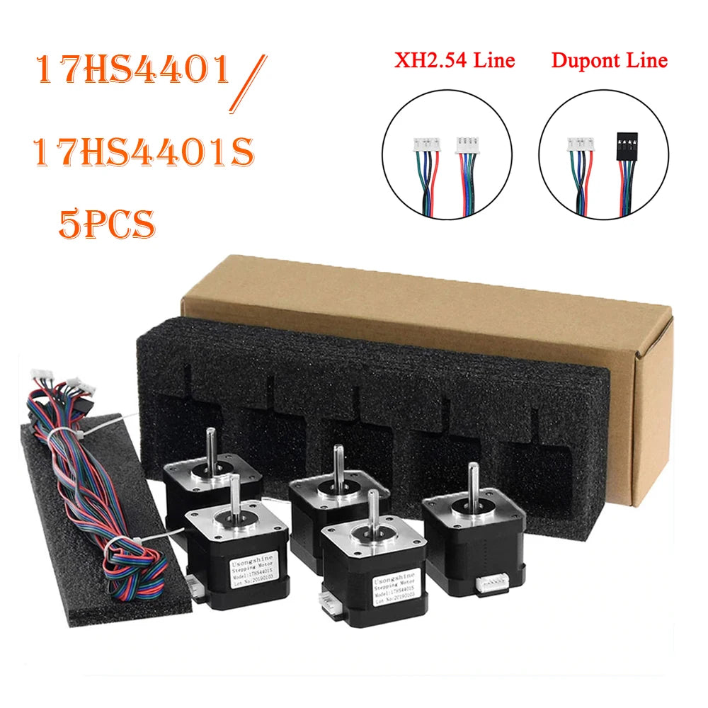 1/3/5pcs Nema17 Stepper Motor 17HS4401 17HS4401S 1.5A 42N.cm 42BYGH 4-lead For 3D Printer CNC Roter Laser Engraving Machine