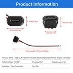 Type C Female Connector Waterproof USB C Female Jack Socket 2 Pin 3A Charging Port Power Cable Extension Direct Crimp Mount