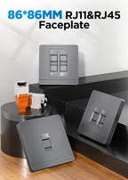 AMPCOM Wall Faceplate Socket Grey Wallplate 1-Port 2-Port 4-Port Networking Telephone Socket Outlet Mount Panel For RJ45 RJ11