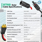 Solar Charge Cable XT60-F Adapter to Solar Female Connector Extension Cable 12AWG 6M Wire for Solar Panels Car RVS Trucks Ships