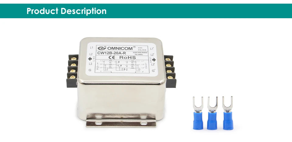 EMI Filter 3 Phase 10A 20A 30A 40A 50A 60A Switch Power Supply Filter 110V 250V 380V 440V Switching Power Supply Wave Filter
