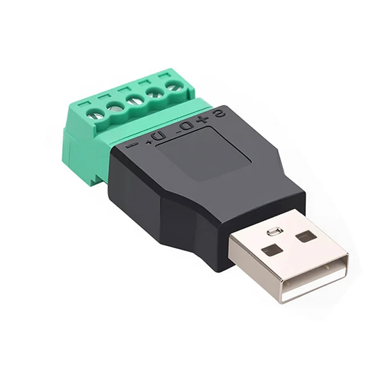 USB Jack USB2.0 To Screw Terminal Plug Adapter USB 2.0 Type A Male Female To 5 Pin Screw Connector No Soldering