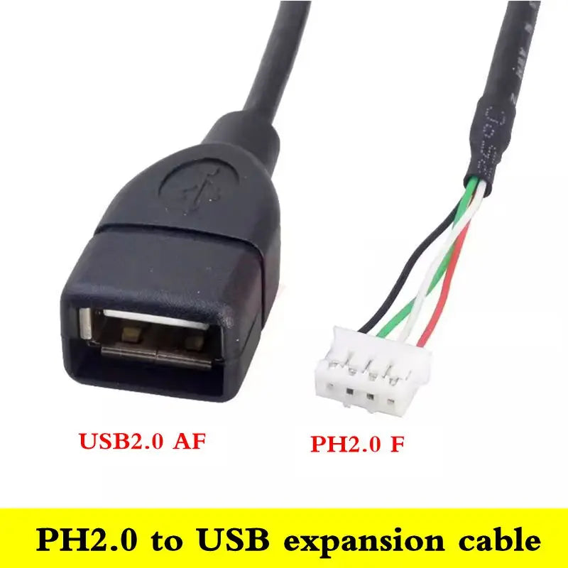 USB 2.0 to PH2.0/XH2.54/mx1.25 Data Cable, 4-Pin PH2.0 Pin to USB 2.0 Connection Cable, Small Motherboard USB Pin