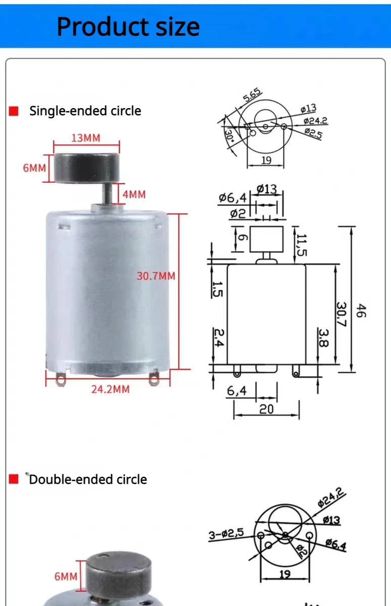 High Speed 6000rpm/8500RPM Strong Vibration 6V 12V 24V DC Vibration Motor For Micro Massage Eccentric Industrial Small Motor