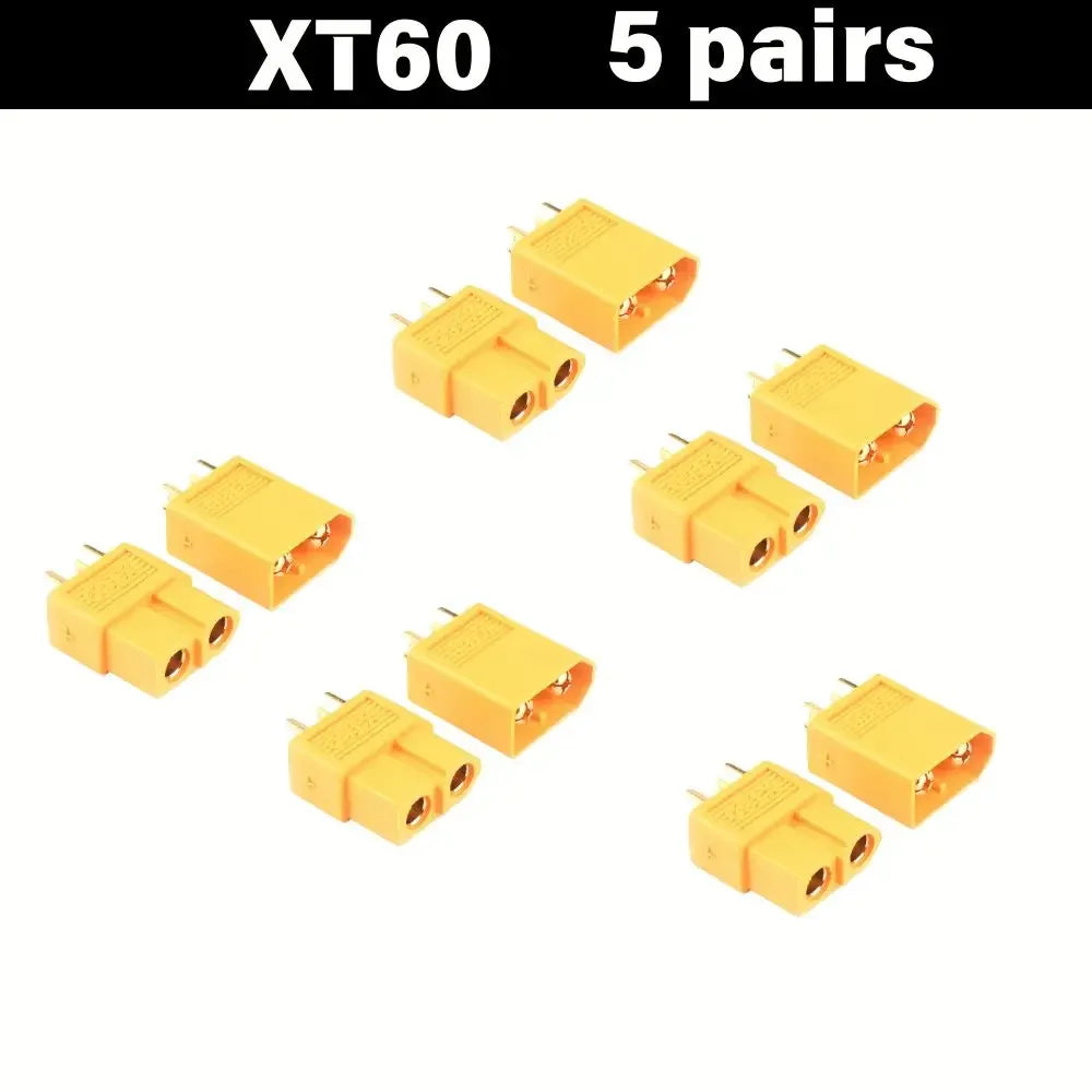 5pcs XT60 XT30 XT90 Bullet Connectors Kit, Male & Female Pairs with Heat Shrink Tube, for RC Drone Airplane Car FPV Lipo Battery