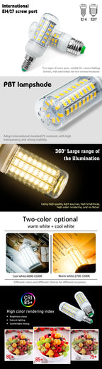 LED Bulb Lamp E27 E14 220V Corn Light Bulbs 24 36 48 56 69 72Leds 5730SMD Lampada Led Diode Lamps Energy Saving Lights for Home