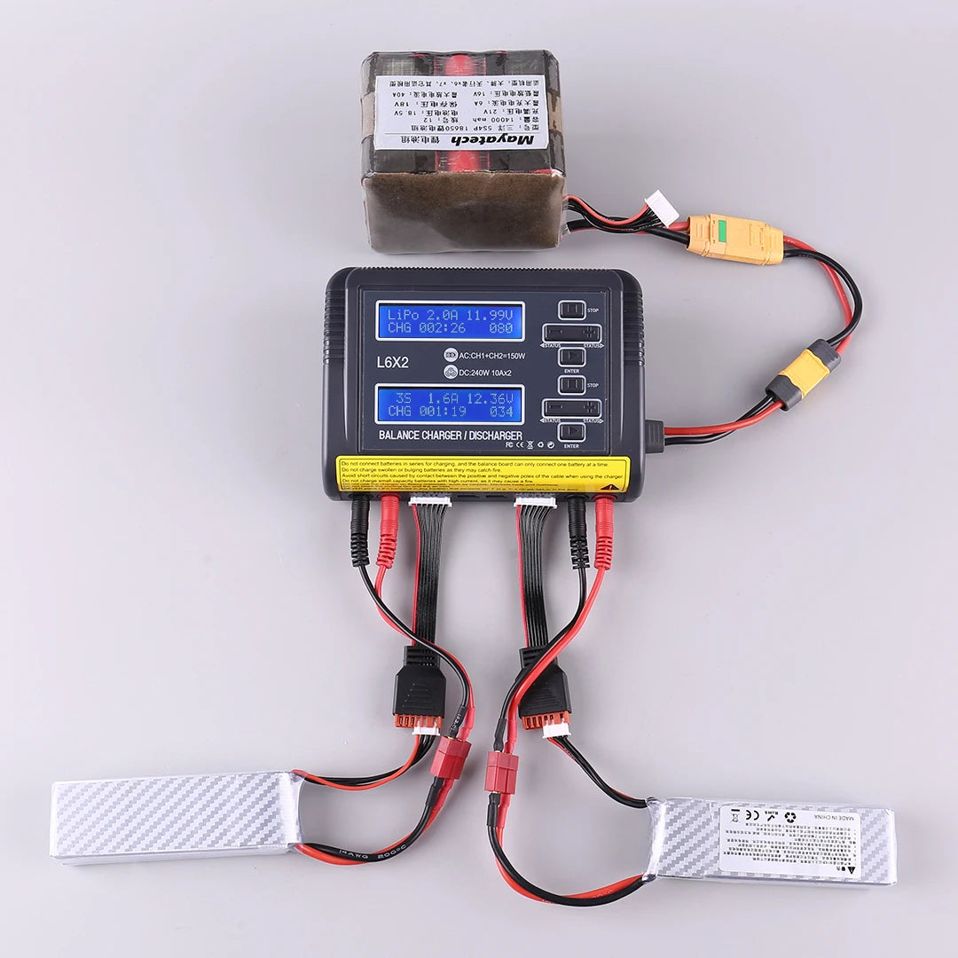 HTRC L6X2Lipo Intelligent Balanced Charger for RC Model Aircraft Dual Channel 2-6S Remote Control LiPo Battery Charger