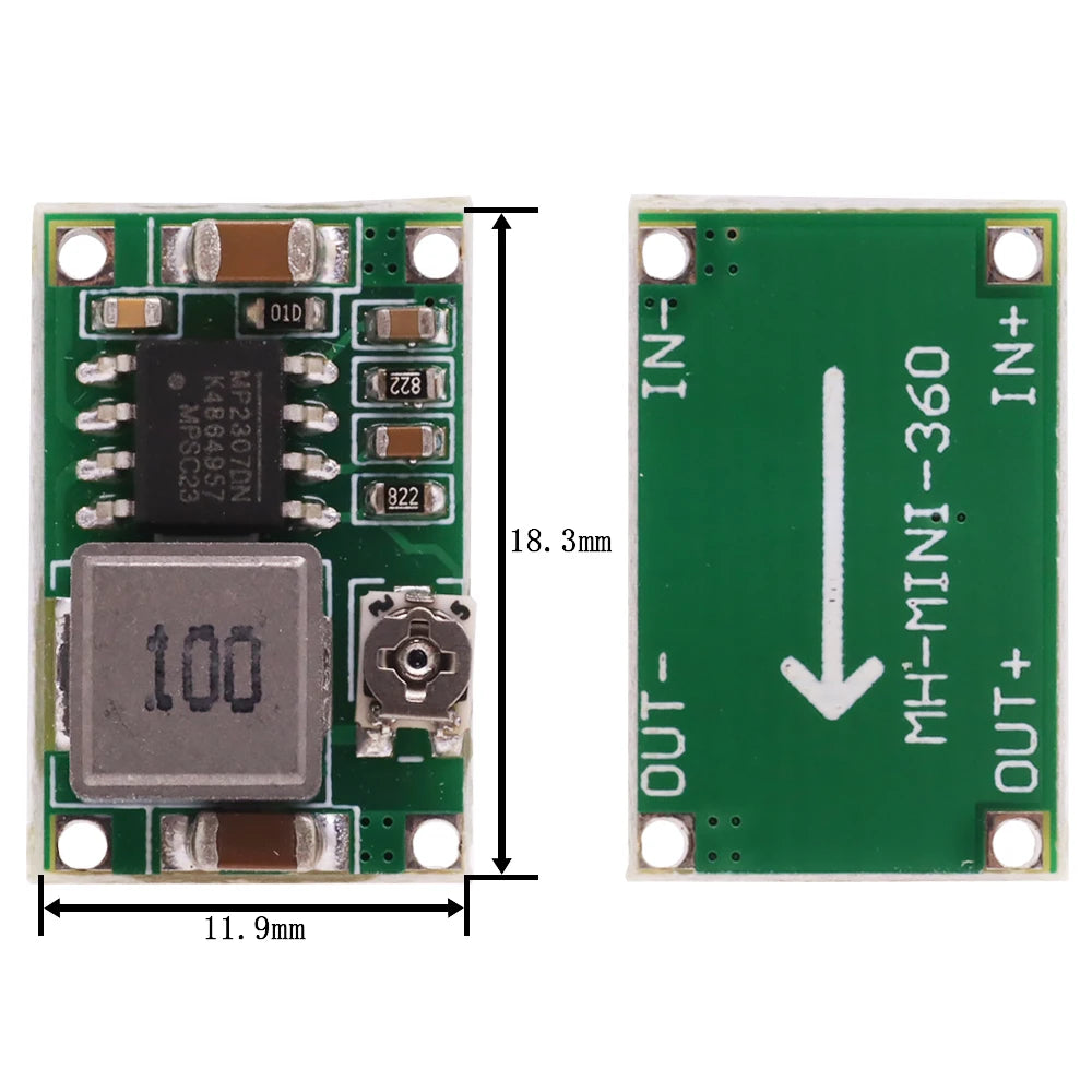 Mini360 RC Airplane Module Mini 360 DC Buck Converter 2A Step Down Module 4.75V-23V to 1V-17V 17x11x3.8mm New LM2596