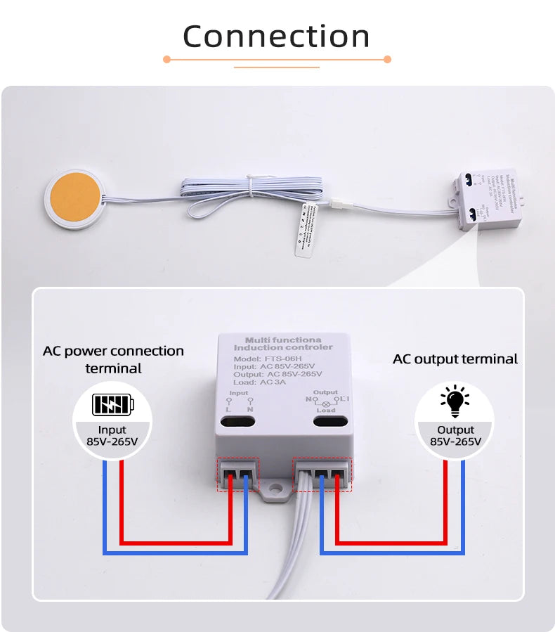 85V-265V AC LED Touch Switch, Suitable for Hidden Cabinet Installation, Can Penetrate 40MM Thickness Wood Touch Sensor