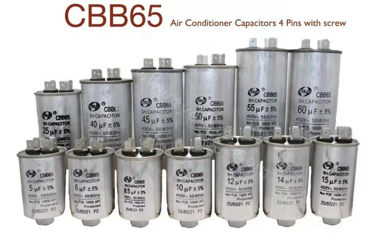 1PCS CBB65 AIR CONDITIONER STARTING CAPACITOR 450V 4UF/6.5/17/25/55UF 4+2 INSERT With screws at the bottom