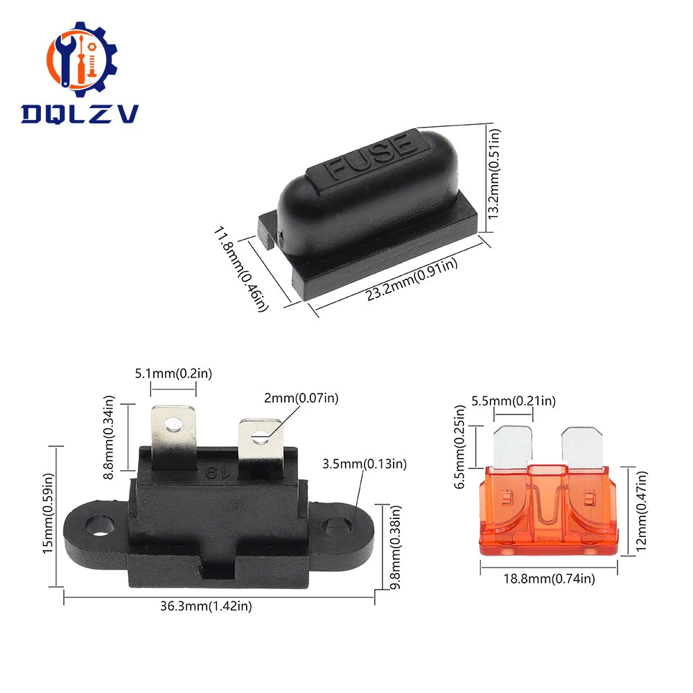 Waterproof Auto Standard Middle Fuse Holder + Car Boat Truck ATC ATO Blade Fuse 5A 7.5A 10A 15A 20A 25A 30A 35A 40A