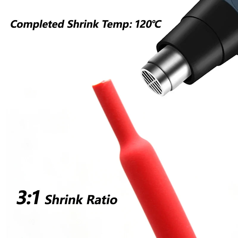 3:1 Red With Glue Heat Shrink Tube Dual Wall Tubing 1.6mm ~ 39mm Diameter Polyolefin Insulated Adhesive Lined Shrink Wrap Sleeve