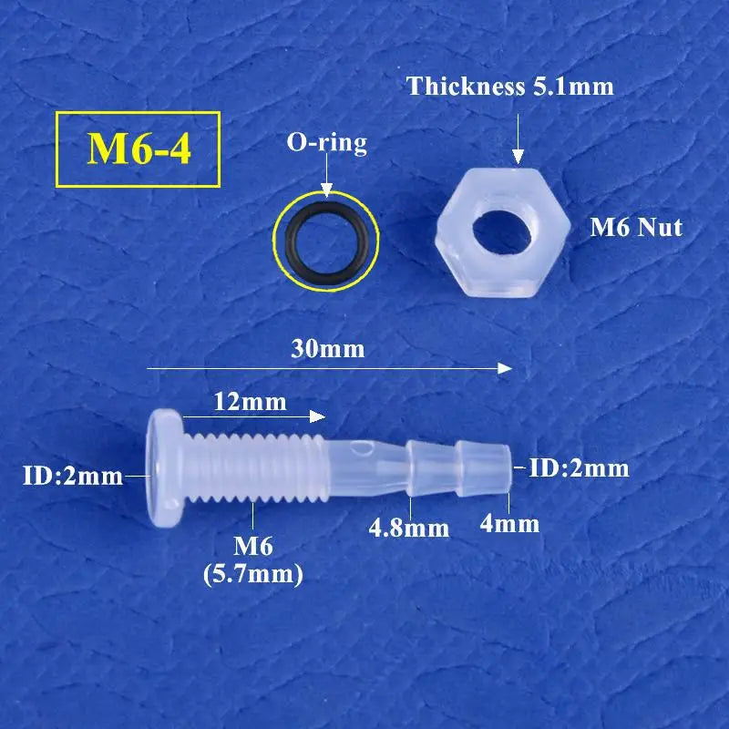 PP Straight Bulkhead Connector M5~M16 Thread To 3~12mm Aquarium Water Tank Inlet Outlet Joint Garden Irrigation Hose Connectors