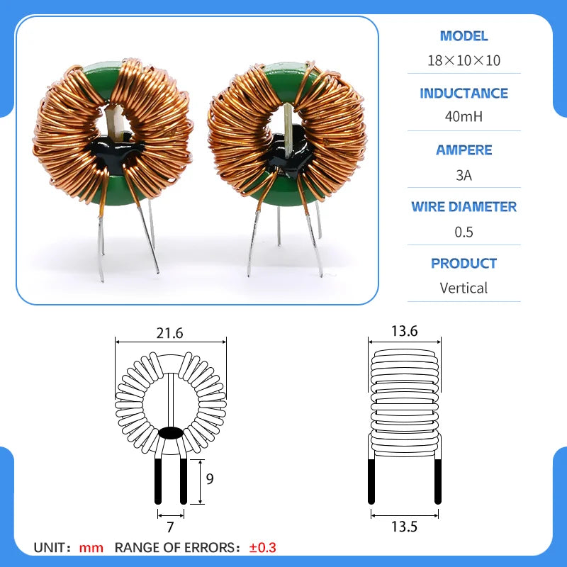18x10x10 50/80uH 1/2/4/4.7/5/10/20/22/40/45/50mH magnetic ring common mode inductor common mode filter choke