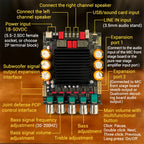 ZK-SUB600 BT Amplifier Board Module 2.0 Channel 300W+300W+Subwoofer Extension TPA3255 DC 18-50V with Subwoofer