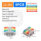 Quick Butt Lever Crimp Terminals Wire Connectors 2-12 Way With Fixing Holes Push-In Universal Compact Electrical Terminal Block