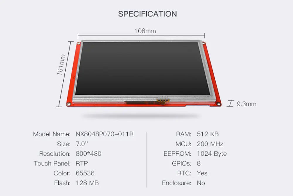 NEXTION 4.3/5.0/7.0'' Intelligent LCD Touch Display Module NX8048P070-011C/R Multifunction HMI Resistive/Capacitive