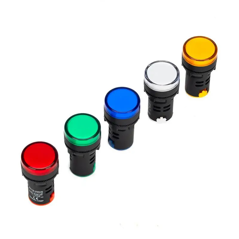 Indicator Signal Lamp Light AD16-22DS 22mm Panel Mount DC 12V 24V 110V 220V 380V Red Green Yellow Blue White LED Bulbs 20mA